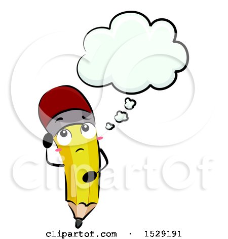 Clipart of a Pencil Character Thinking - Royalty Free Vector Illustration by BNP Design Studio