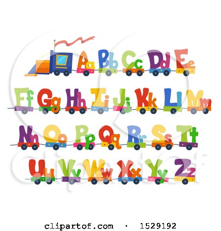 Clipart of a Colorful Alphabet Train with Capital and Lowercase Letters - Royalty Free Vector Illustration by BNP Design Studio