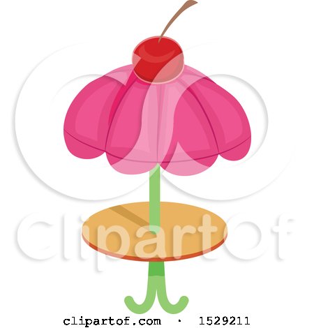 Clipart of a Pink Cherry Topped Cafe Table - Royalty Free Vector Illustration by BNP Design Studio
