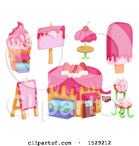 Clipart of Pink Dessert Design Elements - Royalty Free Vector Illustration by BNP Design Studio