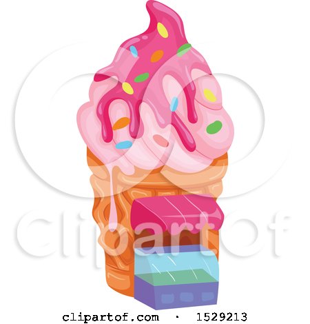 Clipart of a Pink Sweet Ice Cream Shaped Shop - Royalty Free Vector Illustration by BNP Design Studio