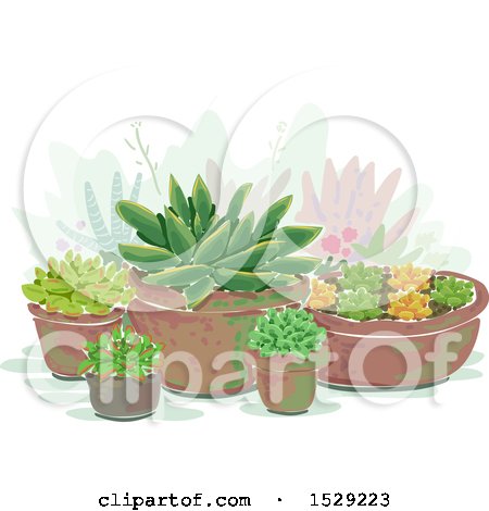 Clipart of a Succulent Garden - Royalty Free Vector Illustration by BNP Design Studio