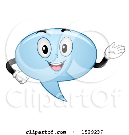 Clipart of a Speech Balloon Character Presenting - Royalty Free Vector Illustration by BNP Design Studio