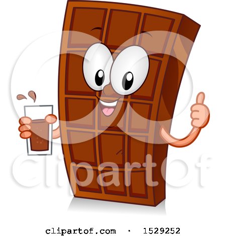 Clipart of a Chocolate Bar Character Holding a Beverage - Royalty Free Vector Illustration by BNP Design Studio