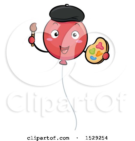 Clipart of a Balloon Artist Character Holding a Paintbrush and Palette - Royalty Free Vector Illustration by BNP Design Studio