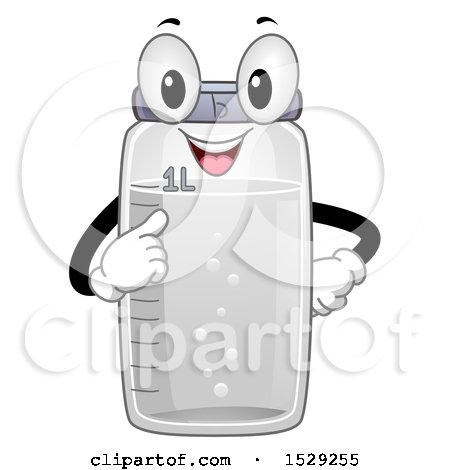 Clipart of a One Liter Bottle Character - Royalty Free Vector Illustration by BNP Design Studio