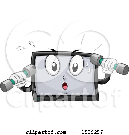 Clipart of a Television Character Working out with Dumbbells - Royalty Free Vector Illustration by BNP Design Studio