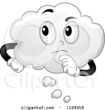 Clipart of a Thought Balloon Character Pondering - Royalty Free Vector Illustration by BNP Design Studio