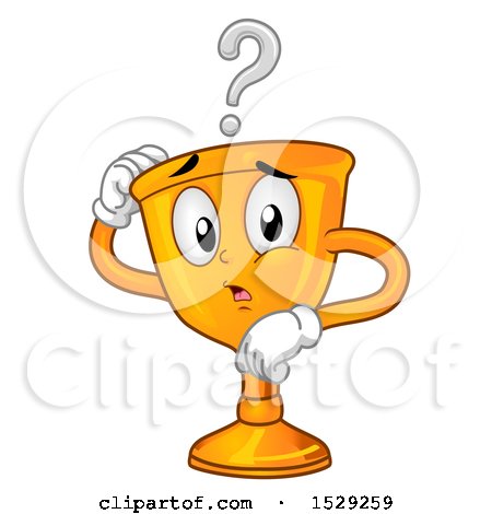 Clipart of a Confused Golden Trophy Character - Royalty Free Vector Illustration by BNP Design Studio