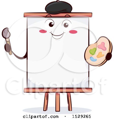 Clipart of a Happy Artist Canvas Character on an Easel - Royalty Free Vector Illustration by BNP Design Studio