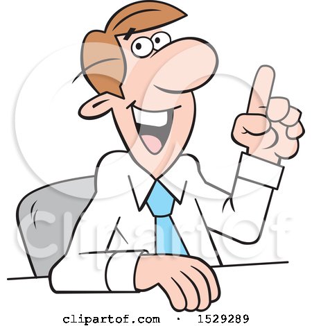 Clipart of a Cartoon Business Man Making a Point - Royalty Free Vector Illustration by Johnny Sajem