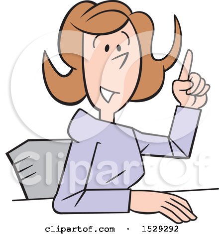 Clipart of a Cartoon Business Woman Making a Point - Royalty Free Vector Illustration by Johnny Sajem
