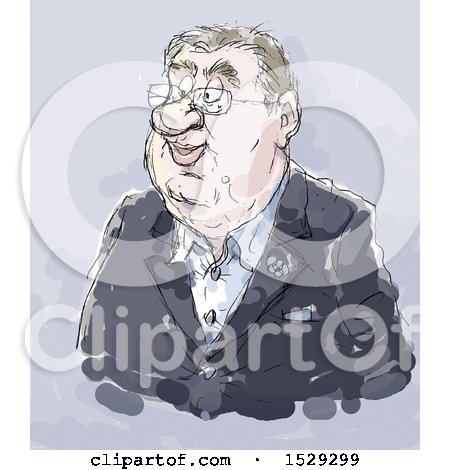 Clipart of a Painted Business Man on Gray, Thomas Bach - Royalty Free Illustration by Alex Bannykh