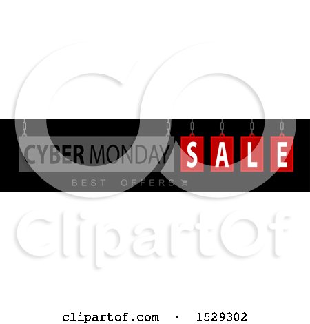 Clipart of a Cyber Monday Sale Design on Black - Royalty Free Vector Illustration by dero