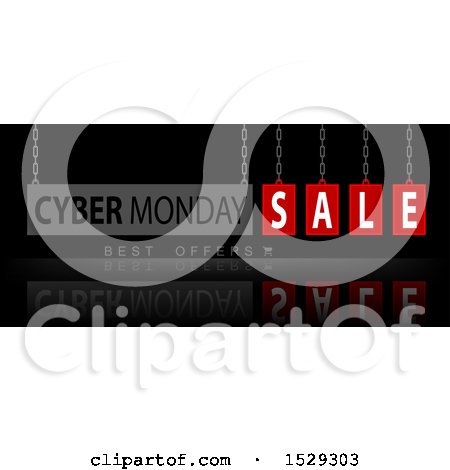 Clipart of a Cyber Monday Sale Design on Black - Royalty Free Vector Illustration by dero
