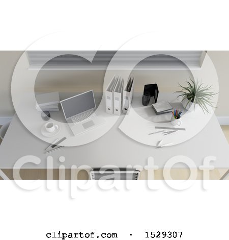 Clipart of a 3d Modern Office Desk - Royalty Free Illustration by KJ Pargeter