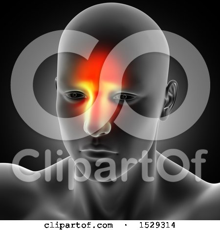 Clipart of a 3d Man with Glowing Sinus Pain - Royalty Free Illustration by KJ Pargeter