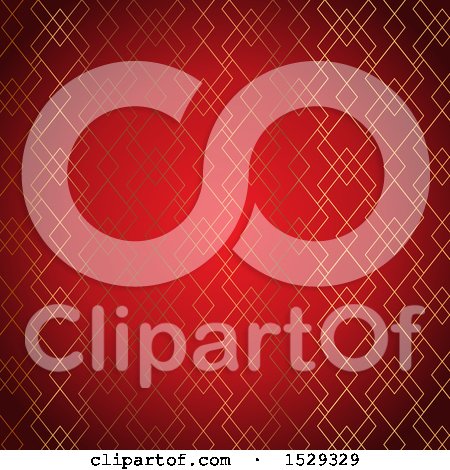 Clipart of a Fancy Golden Pattern over a Red Background - Royalty Free Vector Illustration by KJ Pargeter