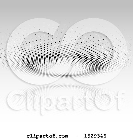 Clipart of a Grayscale Halftone Ring Background - Royalty Free Vector Illustration by KJ Pargeter