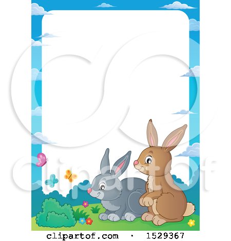 Clipart of a Border with a Pair of Bunny Rabbits - Royalty Free Vector Illustration by visekart