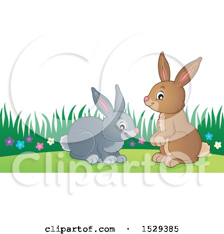 Clipart of a Pair of Bunny Rabbits - Royalty Free Vector Illustration by visekart