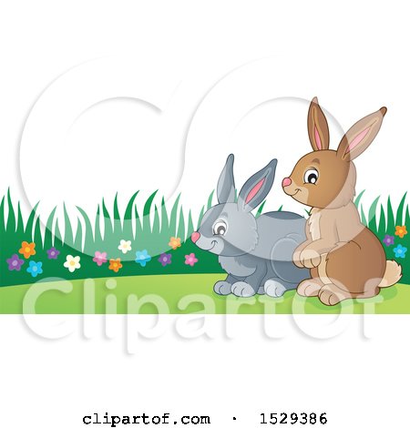 Clipart of a Pair of Bunny Rabbits - Royalty Free Vector Illustration by visekart