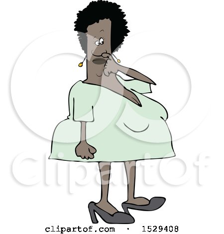 Clipart of a Cartoon Black Woman Picking Her Nose - Royalty Free Vector Illustration by djart