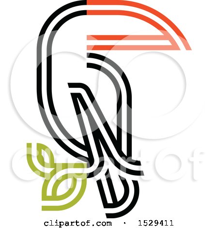 Clipart of a Double Line Styled Toucan Bird - Royalty Free Vector Illustration by elena