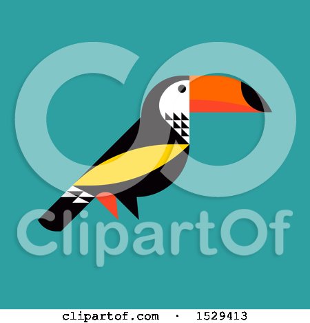 Clipart of a Toucan Bird on Turquoise - Royalty Free Vector Illustration by elena