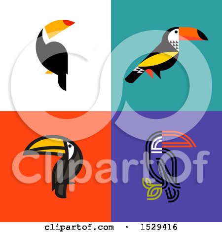 Clipart of Toucan Bird Tiles - Royalty Free Vector Illustration by elena