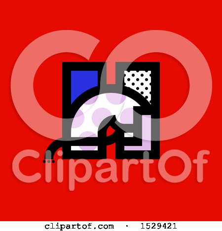 Clipart of a Patterned Letter H Horse Design over Red - Royalty Free Vector Illustration by elena