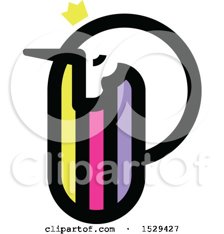 Clipart of a Letter P Unicorn Design with a Crown - Royalty Free Vector Illustration by elena