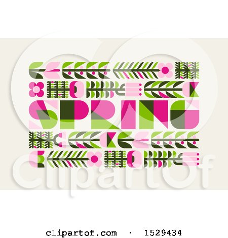 Clipart of a Spring Text Design with Flowers on Beige - Royalty Free Vector Illustration by elena