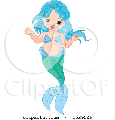 Clipart of a Mermaid Baby Shrugging - Royalty Free Vector Illustration by Pushkin