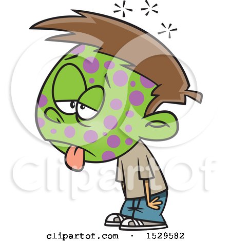 Clipart of a Cartoon Contagious Sick Boy - Royalty Free Vector Illustration by toonaday
