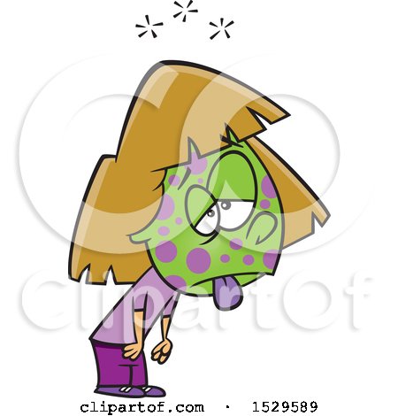 Clipart of a Cartoon Contagious Sick Girl - Royalty Free Vector Illustration by toonaday