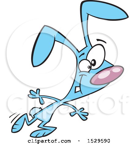 Clipart of a Cartoon Dancing Blue Bunny Rabbit - Royalty Free Vector Illustration by toonaday