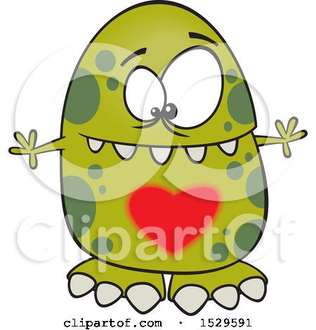 Clipart of a Cartoon Monster with a Big Heart - Royalty Free Vector Illustration by toonaday