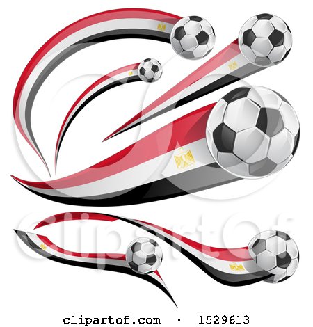 Clipart of 3d Soccer Balls and Egyptian Flags - Royalty Free Vector Illustration by Domenico Condello