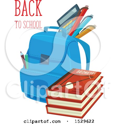 Clipart of a Back to School Design with a Backpack and Books - Royalty Free Vector Illustration by Vector Tradition SM