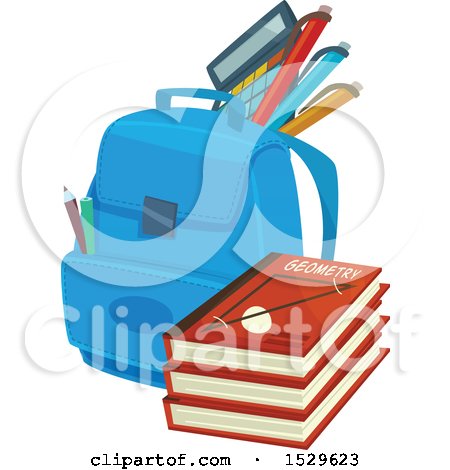 Clipart of a School Design with a Backpack and Books - Royalty Free Vector Illustration by Vector Tradition SM