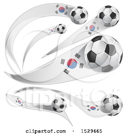Clipart of 3d Soccer Balls and South Korean Flags - Royalty Free Vector Illustration by Domenico Condello