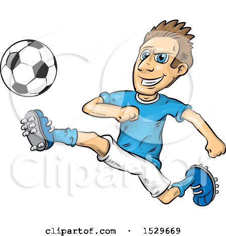 Clipart of a Tough Male Soccer Player - Royalty Free Vector Illustration by Domenico Condello