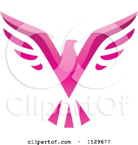 Clipart of a Pink V Shaped Eagle Flying - Royalty Free Vector Illustration by cidepix