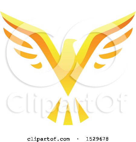 Clipart of a Golden V Shaped Eagle Flying - Royalty Free Vector Illustration by cidepix