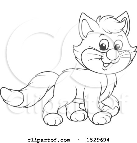 Clipart of a Black and White Cute Kitten - Royalty Free Vector Illustration by Alex Bannykh