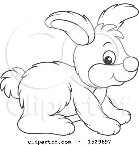 Clipart of a Black and White Cute Rabbit - Royalty Free Vector Illustration by Alex Bannykh