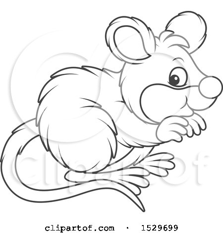 Clipart of a Black and White Cute Mouse - Royalty Free Vector Illustration  by Alex Bannykh #1529699