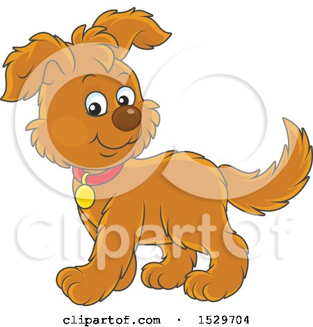 Clipart of a Cute Brown Puppy Dog - Royalty Free Vector Illustration by Alex Bannykh