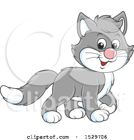 Clipart of a Cute Gray Kitten - Royalty Free Vector Illustration by Alex Bannykh